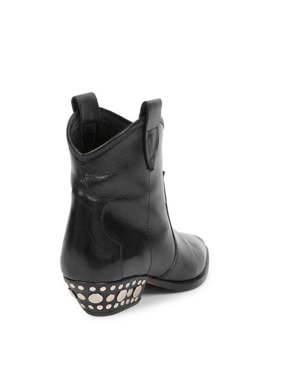 Isabel Marant Dewina Leather Western Ankle Boots with Studded Heel in Black - 38 - Picture 3 of 7